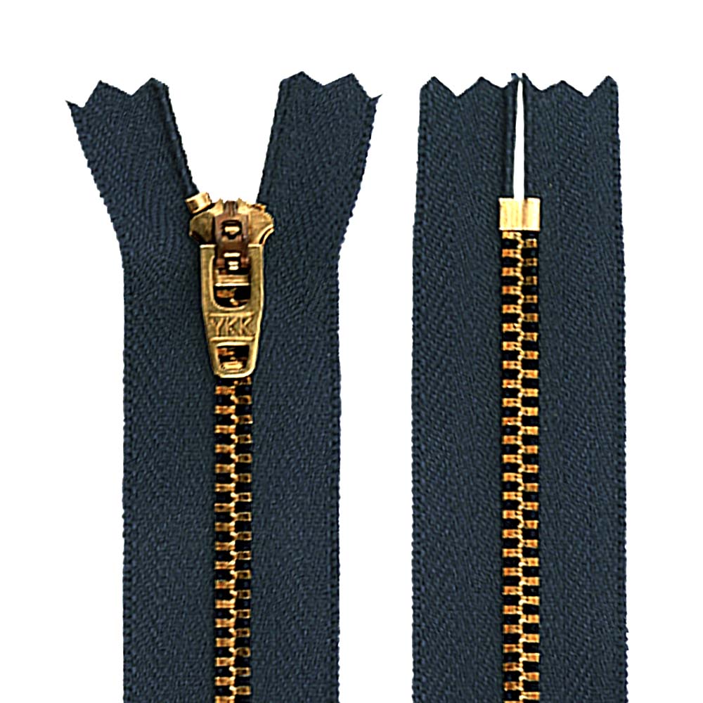 YKK- #5 Brass Closed-End 6inch YKK Jeans Zipper in Navy Blue Colour