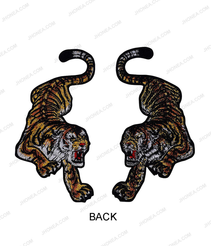 Pair of Climbing Tiger Intricately Embroidered Patch
