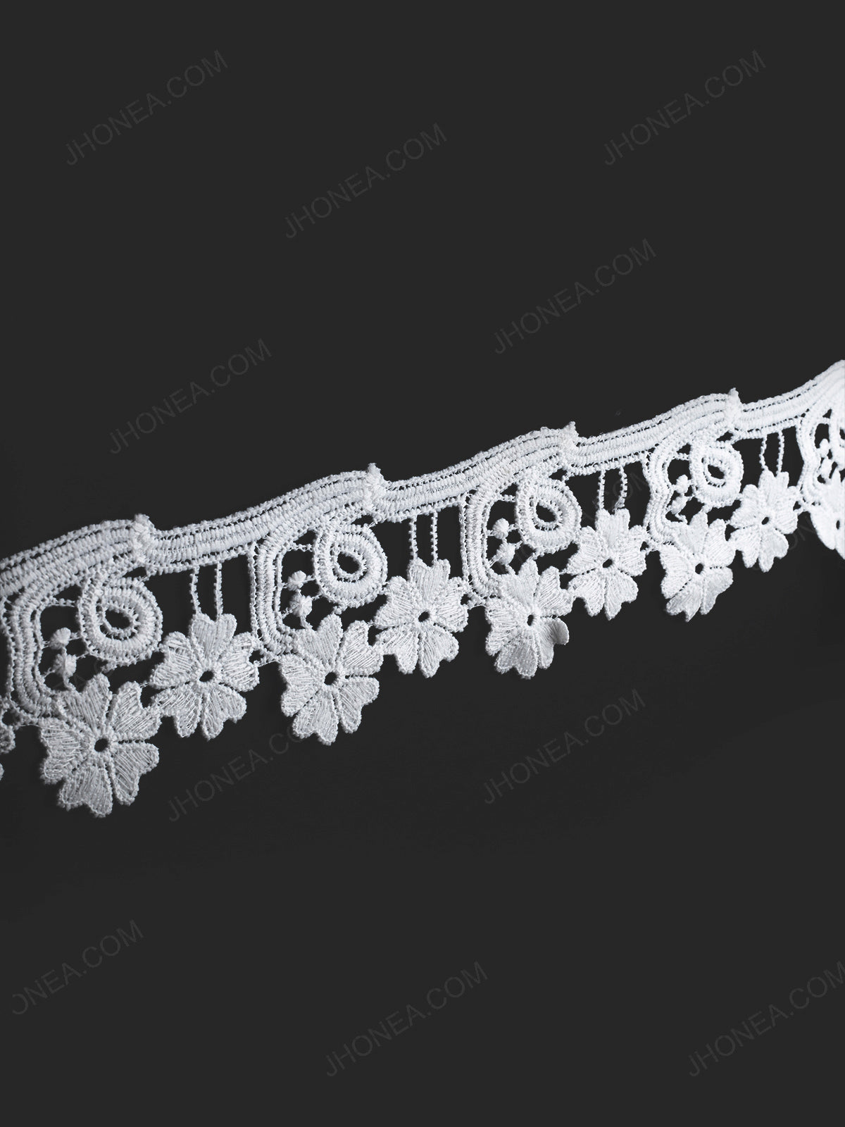 White Floral Border Lace Trim