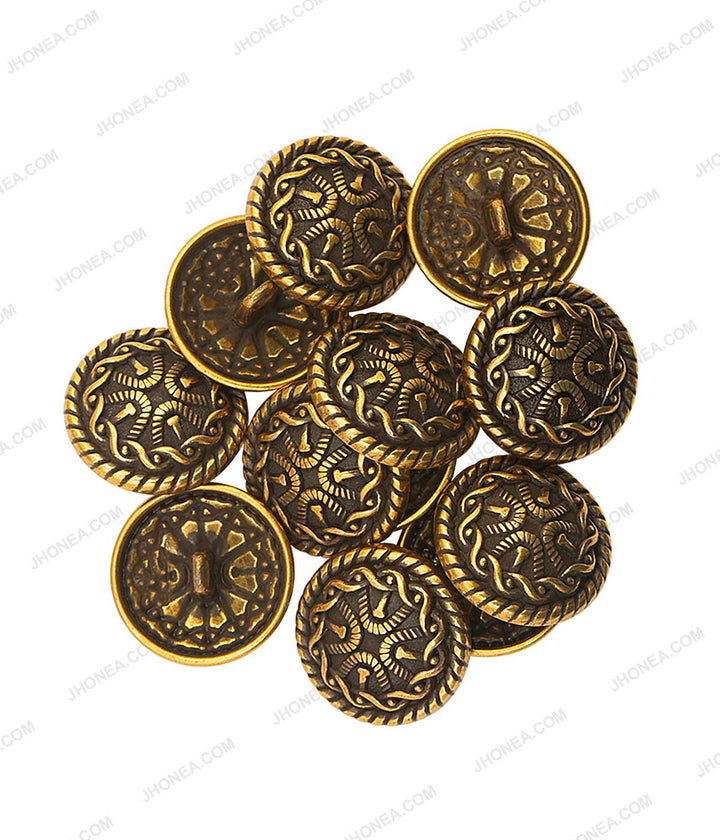 Designer Antique Gold Metal Buttons for Bandhgala Jackets