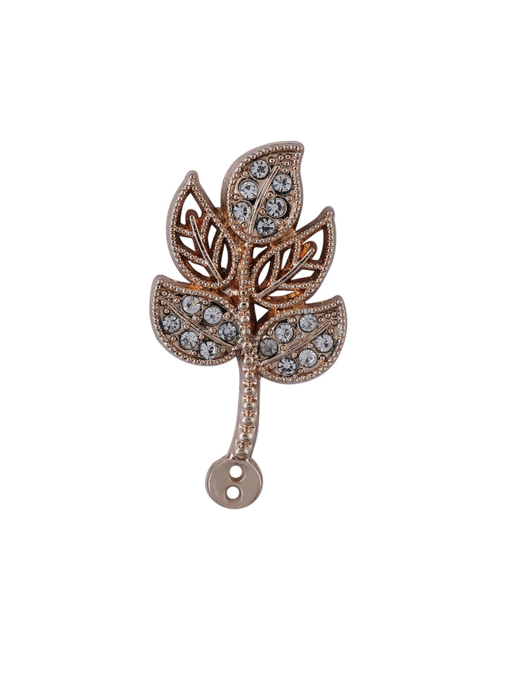 Cute Cut work Diamond Leaf Design Brooch