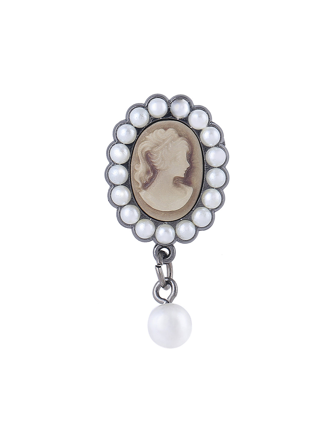Vintage Lady Cameo Pearl Brooch Pin