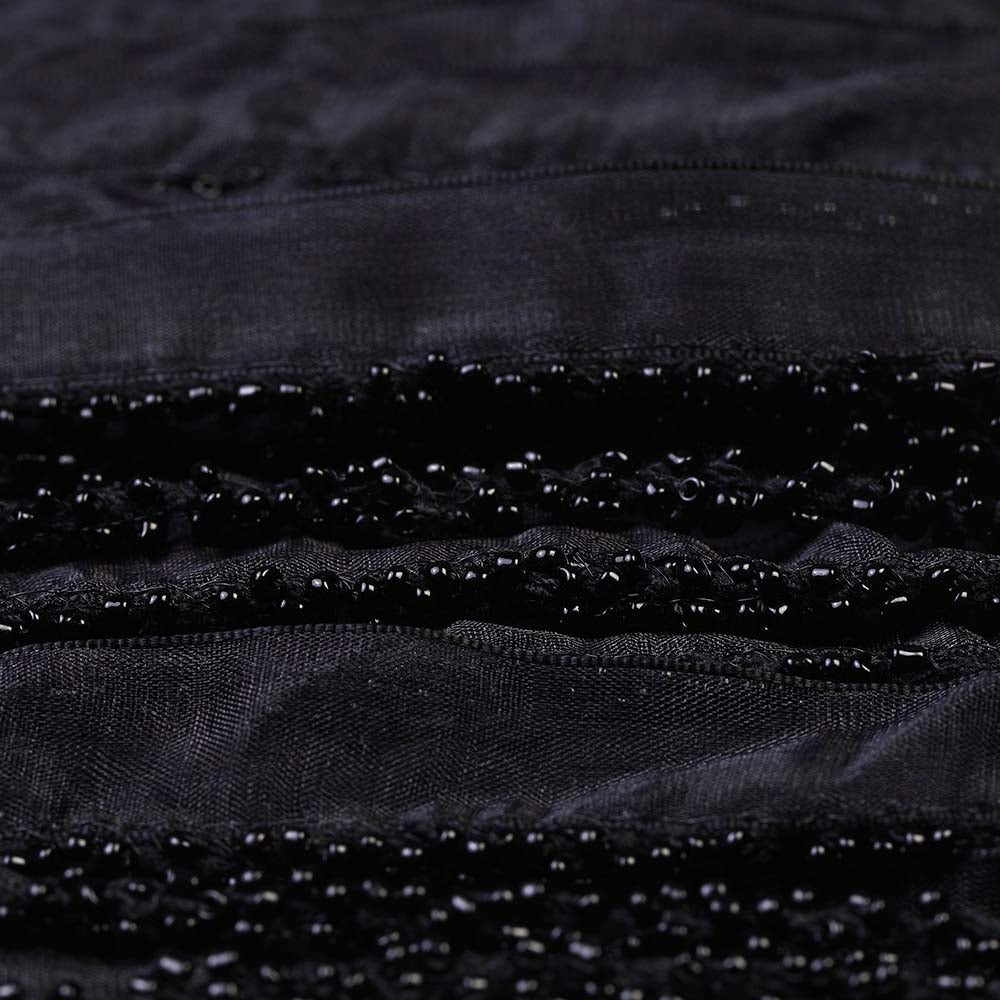 Jhonea Classic Black Cluster Beaded Fancy Decorative Border Lace
