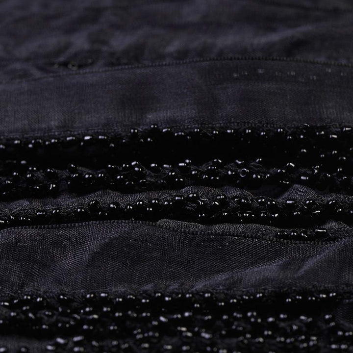 Jhonea Classic Black Cluster Beaded Fancy Decorative Border Lace