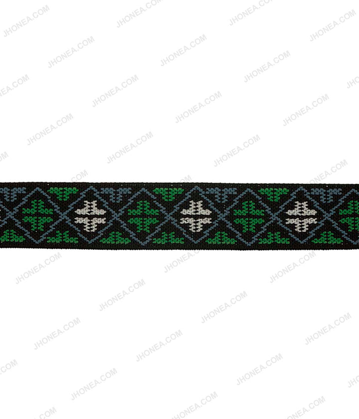 2.5cm (1inch) Dual Color Soft Patterned Woven Elastic