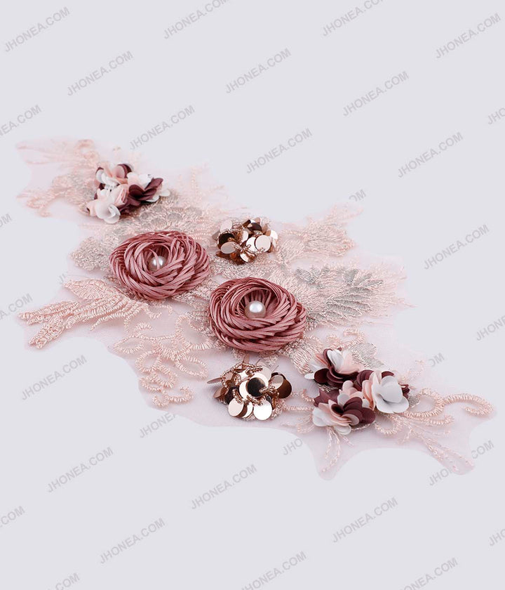 Designer Onion Pink Patches For Bridal Gowns For Women/Girls