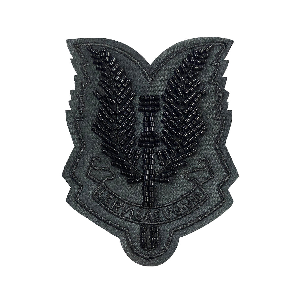 Stunning Logo Badge Black Embroidered Beaded Patch