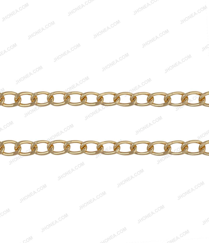 Heavy Duty Shiny Gold Fashion Metal Curved Curb Link Chain