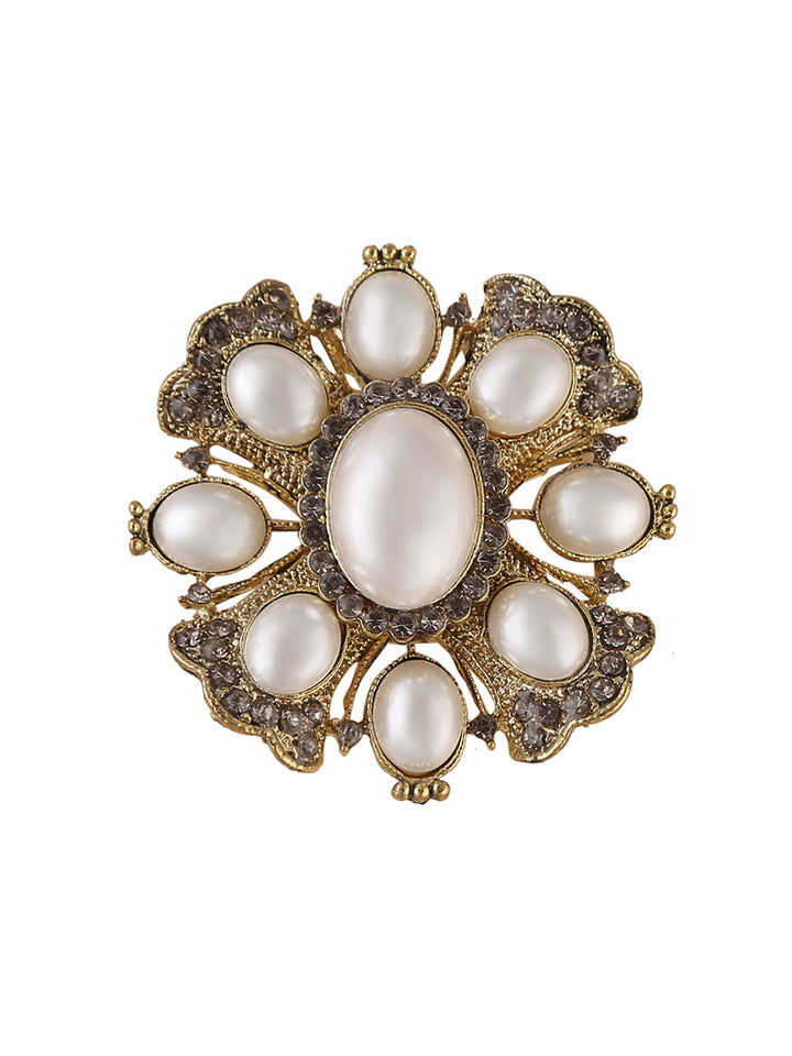 Beautiful Antique Gold Vintage Diamond & Pearl Brooch Pin