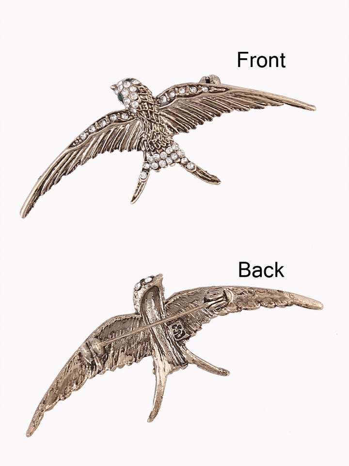 Antique Brass Finish Eagle Bird Luxury Brooch Pin