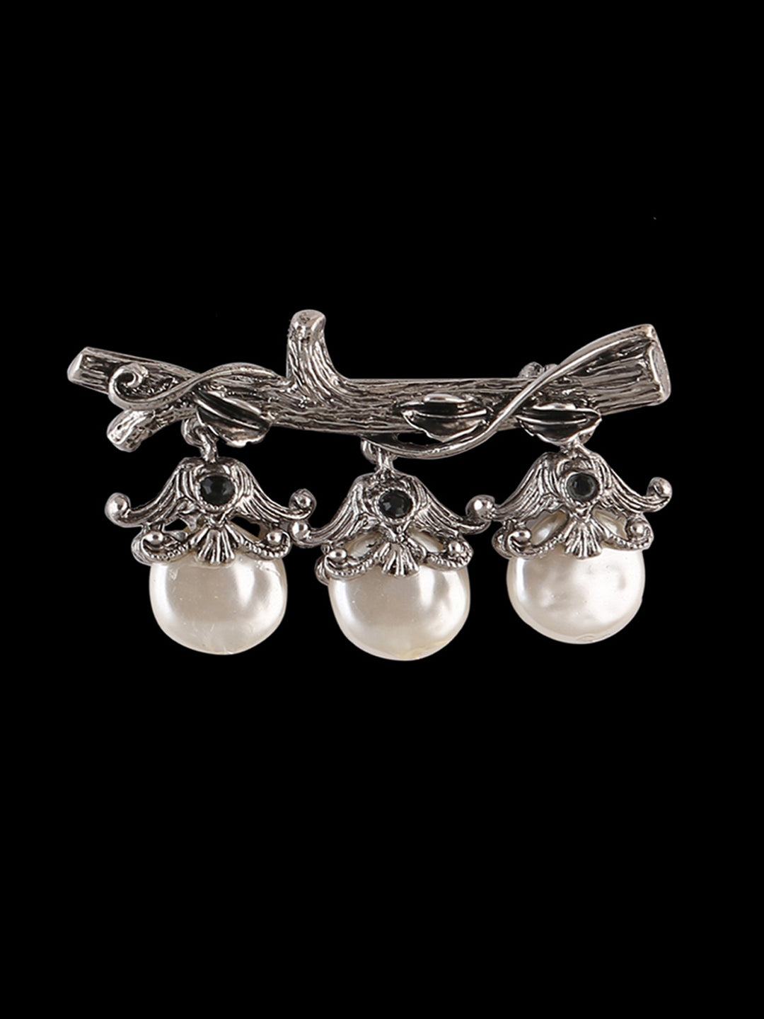 Very Charming Antique Silver Colour Vintage Look with Pearl Hanging Brooch