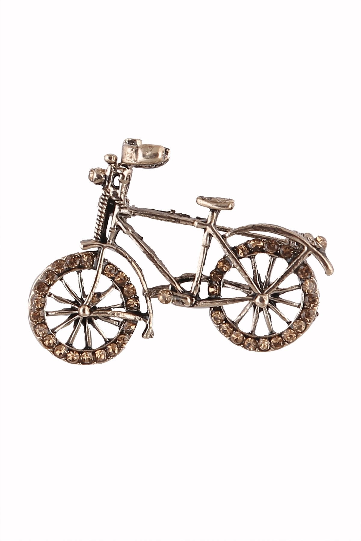 Antique Brass Tone Diamond Bicycle Brooch Pin
