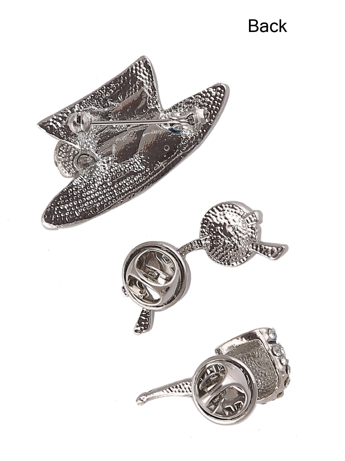 Set of 3 Classic & Stylish Shiny Silver Metal Brooch